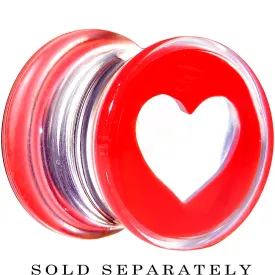 1/2 Clear Red Acrylic Adoring Heart Saddle Plug