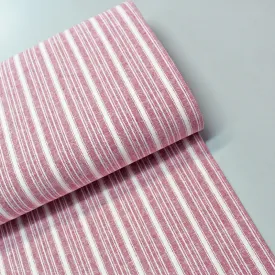 130CM REMNANT Linen and Cotton Mix - Stripe - Rose Pink