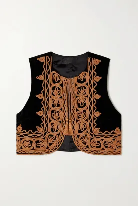 Audette Embroidered Vest Black/Gold