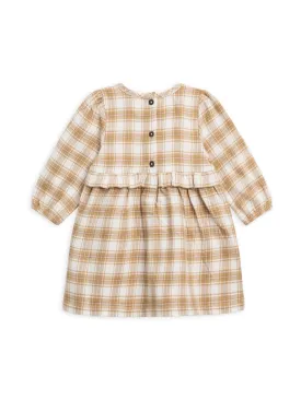 BA - Baby and Kids Sydney Flannel Ruffle Dress - Latte Plaid