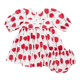 Baby Girls Evelyn Dress Set - Red Tulips