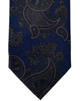 Midnight Blue Paisley Design Sevenfold Tie by Barba - Premium Sartorial Neckwear