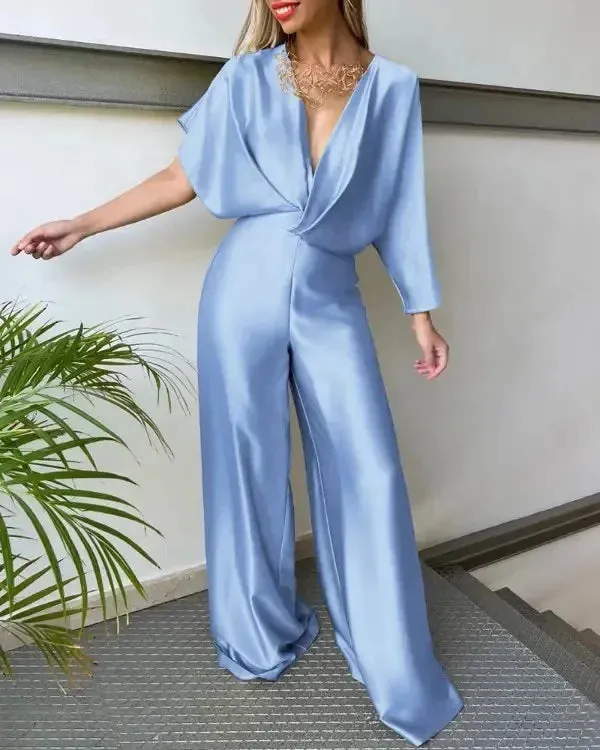 Batwing Sleeve Loose Wide Legs Jumpsuits - ProLyf Styles