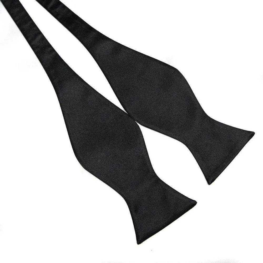 Black Bow Tie. Self Tie, Solid Color No Print