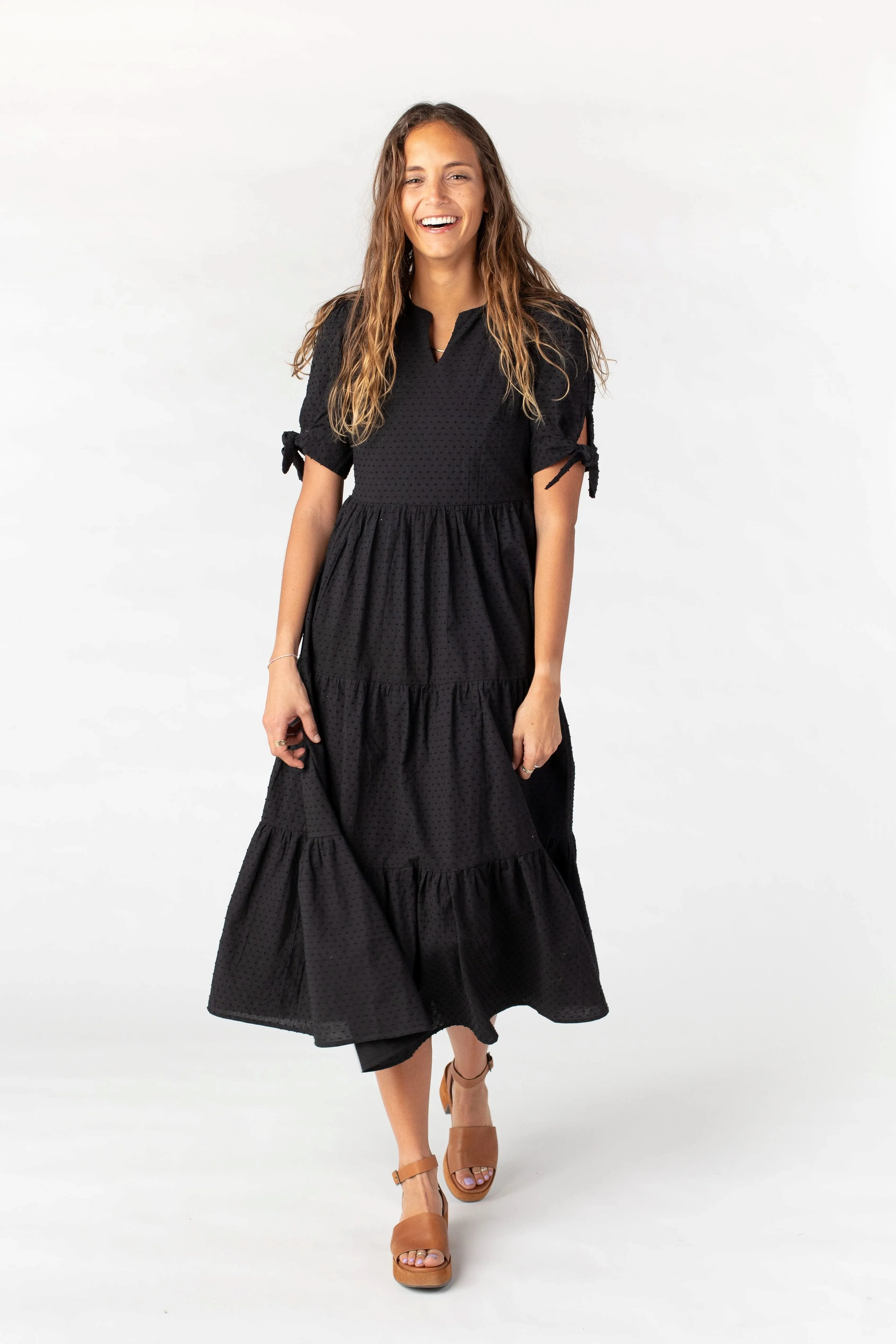 Brass & Roe Claire Tie-Sleeve Dress