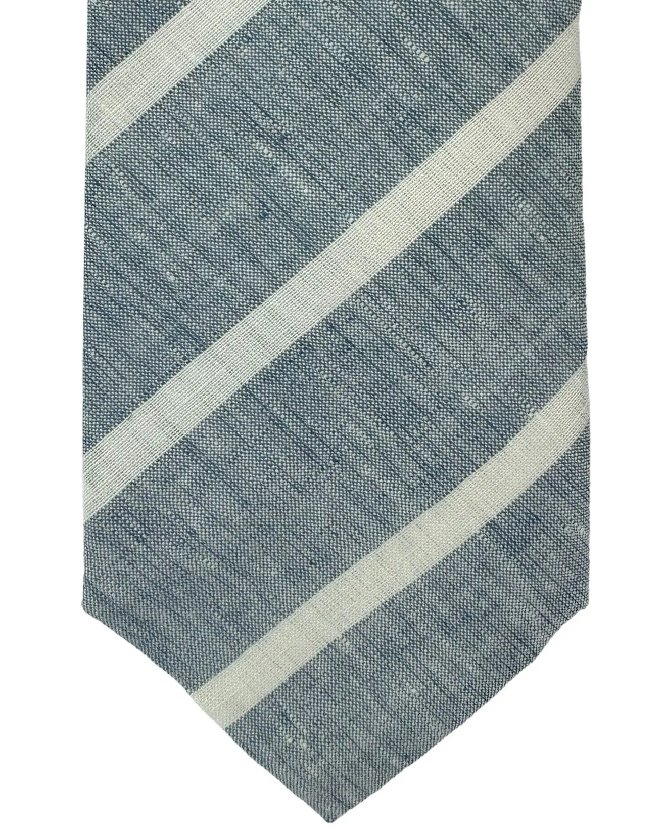 Brunello Cucinelli Linen Necktie Dark Blue Stripes SALE