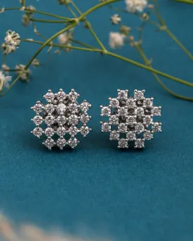 Checks Cz Stud Earrings