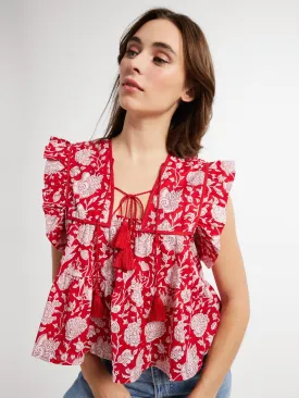 Chelsea Top in Red Zinnia