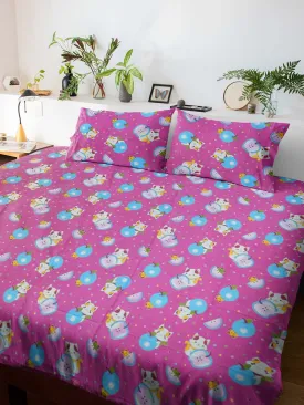 Cotton Family Bedsheet With Pillow Cover