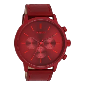 Dahlia red OOZOO watch with dahlia red leather strap - C11207