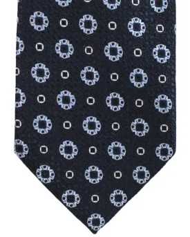 Ermenegildo Zegna Silk Tie Black Silver Geometric - Hand Made in Italy