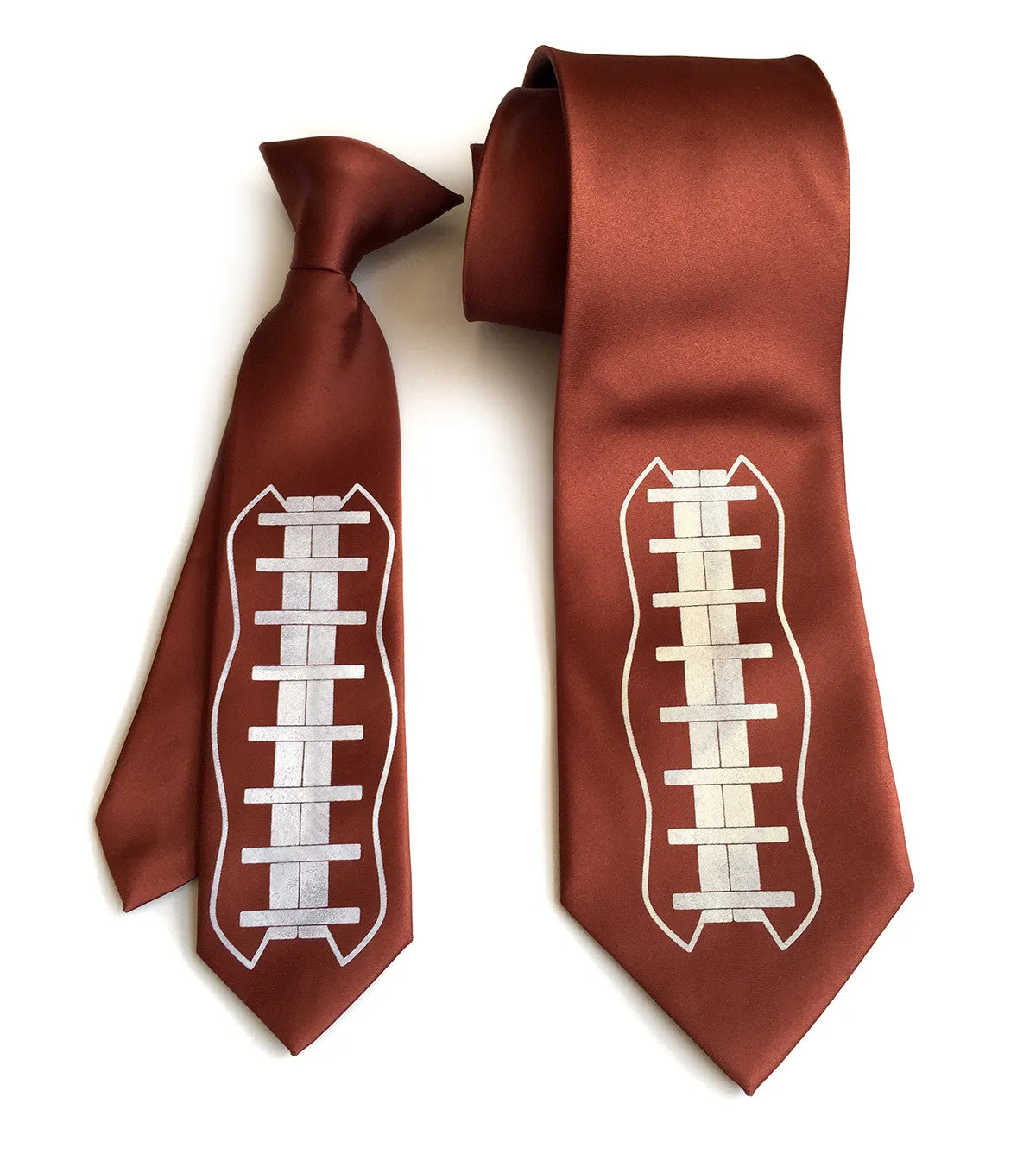 Football Lacing kids tie. Boys clip-on football necktie.