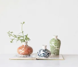 Hand Painted Stoneware Vases