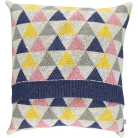 Knitted Lambswool Grey & Navy Triangles Cushion