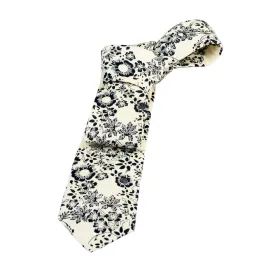 Lawrence Floral Cotton Tie, Cream / Black