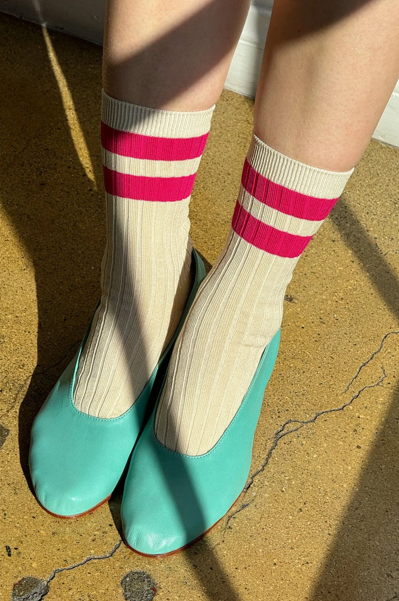 Le Bon Shoppe Her Varsity Magenta Socks