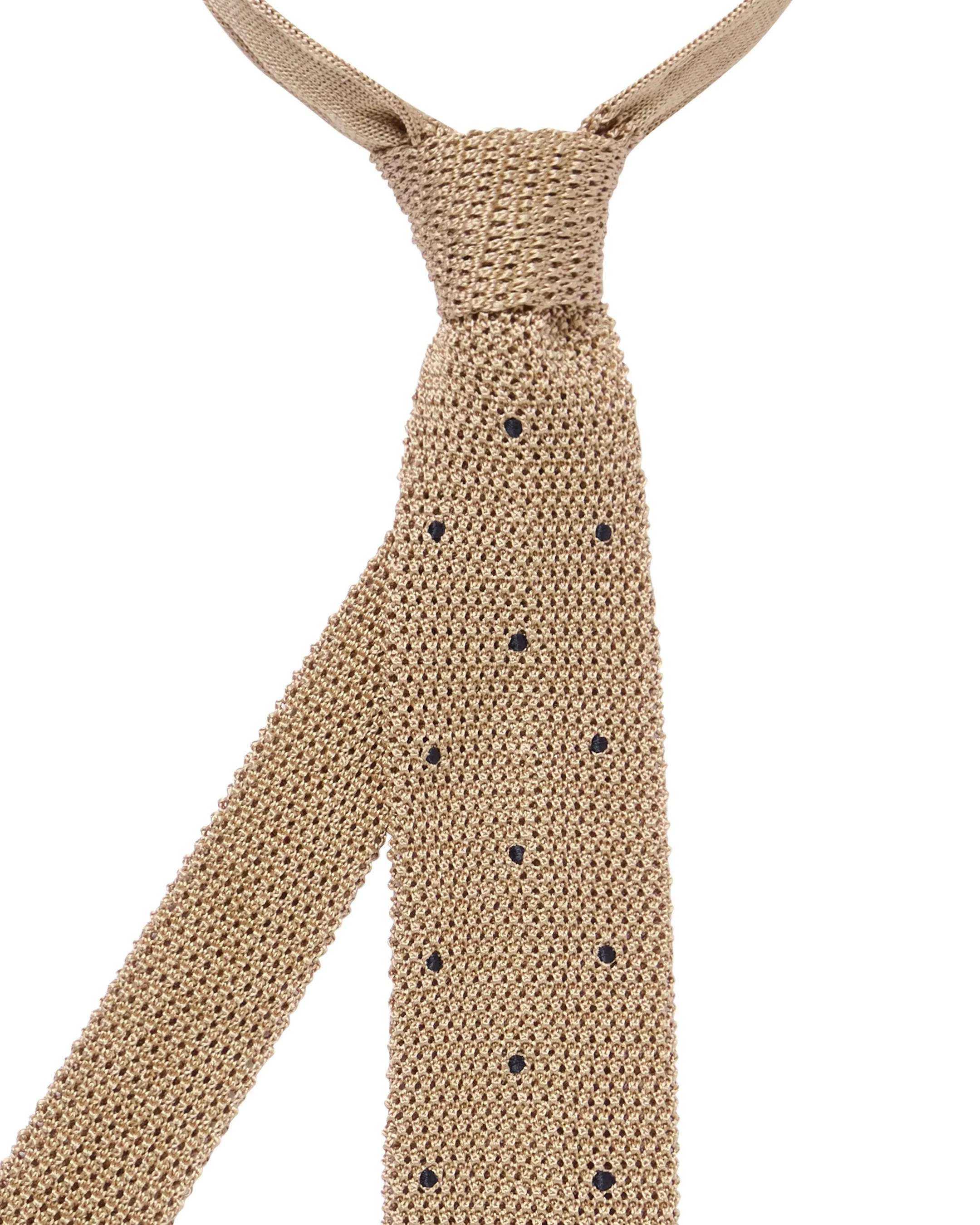 Men's Tricot Pois Silk Tie Beige Brown