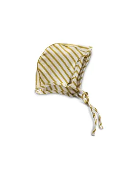 organic cotton bonnet - natural/chartreuse stripe