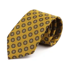 Pensacola Medallion Polyester Tie, Mustard Yellow / Brown / Light Blue