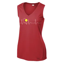 Pickleball Heartbeat EKG | Women’s Sleeveless Athletic Shirt | 100% Polyester