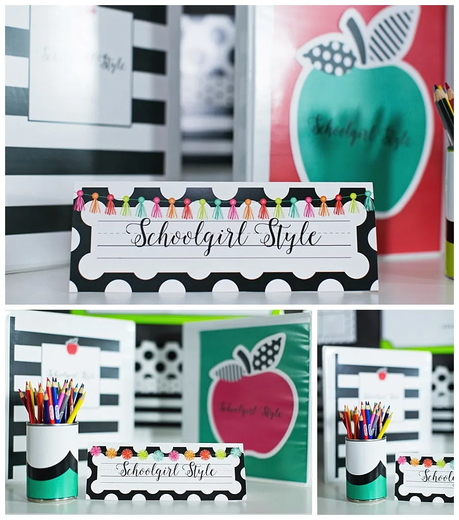 "Black, White & Stylish Brights" | Printable Classroom Decor Bundle | Printable Classroom Decor | Teacher Classroom Decor | Schoolgirl Style