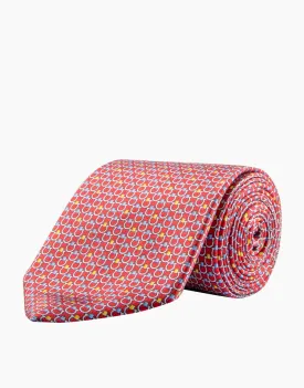 Red Geometric Silk Tie