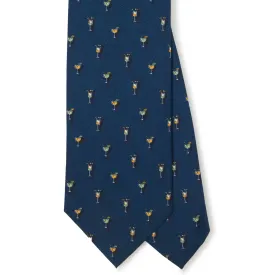 Silk Cocktail Print Tipped Tie