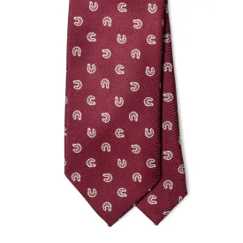 Silk Foulard Horseshoe Print Tipped Tie