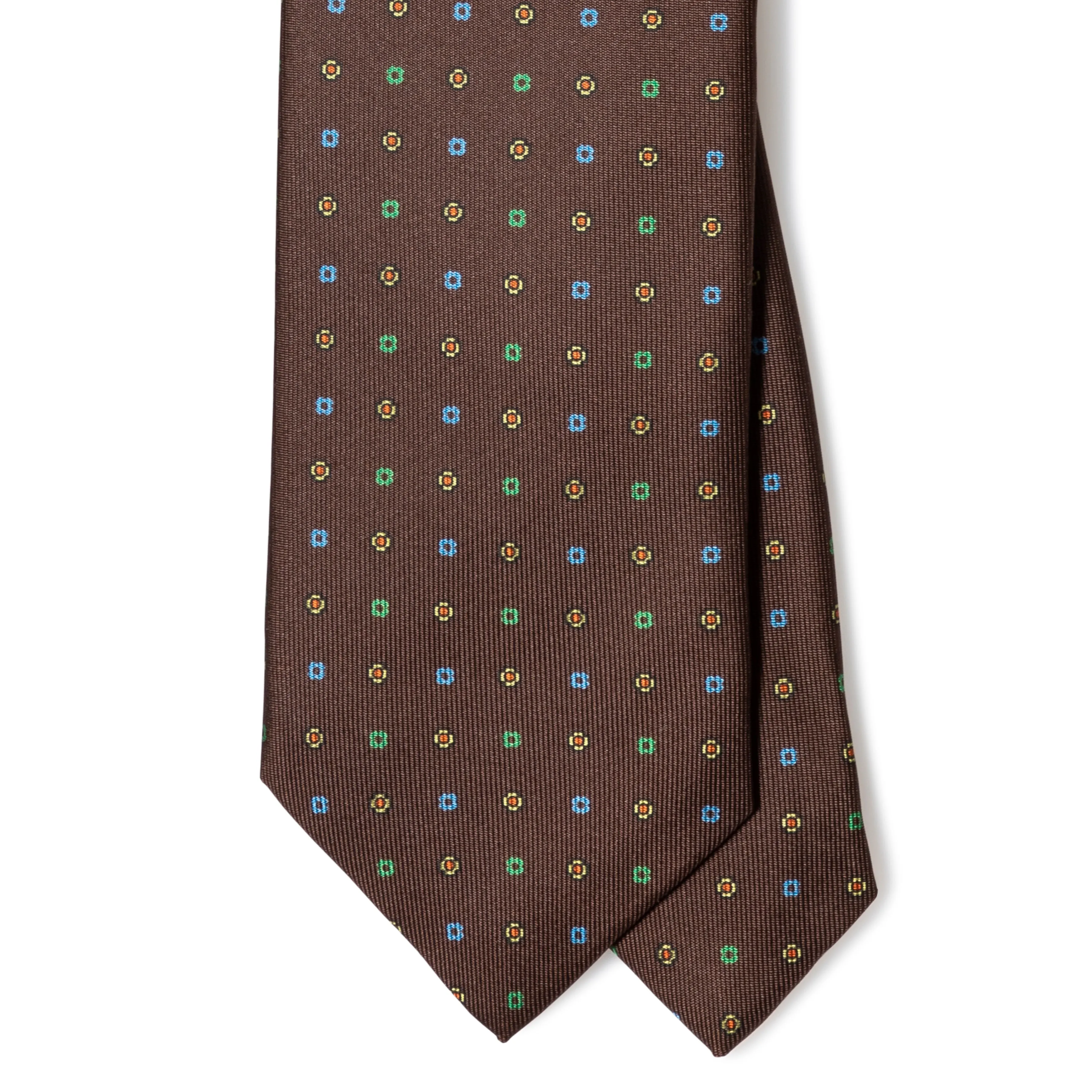 Silk Foulard Micro Floral Print Tipped Tie