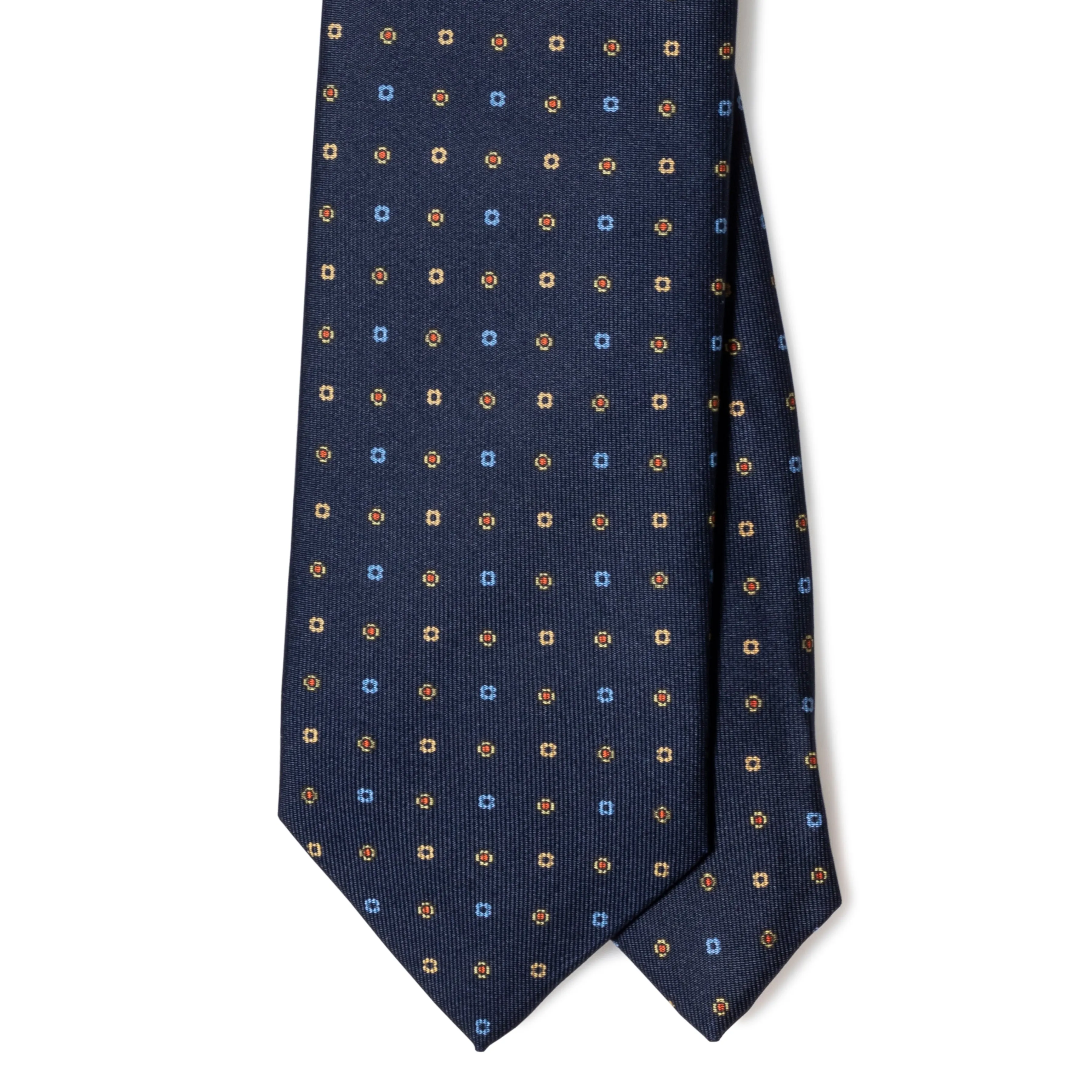 Silk Foulard Micro Floral Print Tipped Tie