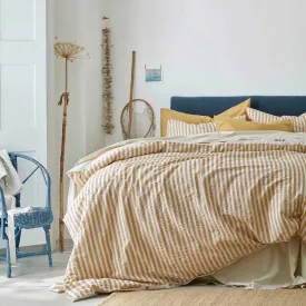 Single Ochre Seersucker Stripe Cotton Duvet Cover