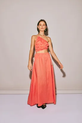 Stunning Coral Te Amo Linen Maxi Dress